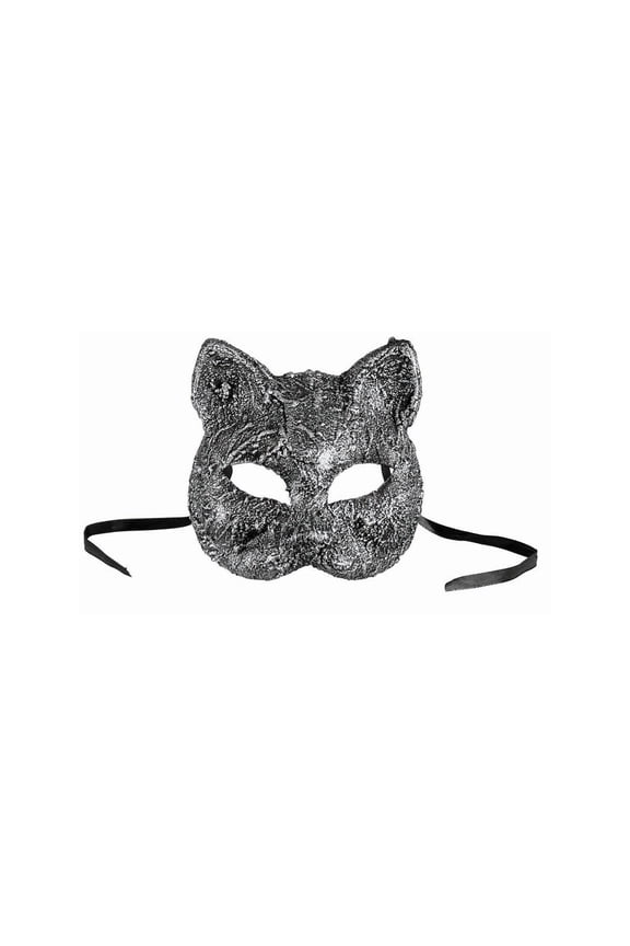 Halloween Textured Cat Mask Silver