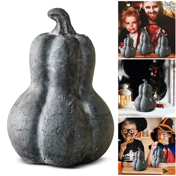 Halloween Textured Gourd Pumpkin Decor, Vintage Rough Surface Neutral Fall Harvest Resin Tabletop Ornament, Modern Minimalist Halloween Farmhouse Faux Pumpkin Statue