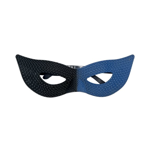Halloween Textured Two-Tone Eye Mask, Split-Color Half-Face Masquerade with Elastic Strap (1 PC Mask) Blue One Size