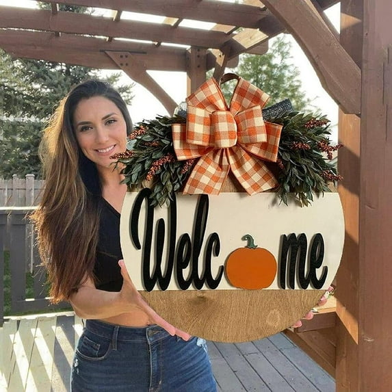 Christmas 3D bow hanging sign door hanging autumn pumpkin new hanging sign home decoration house Christmas holiday decoration