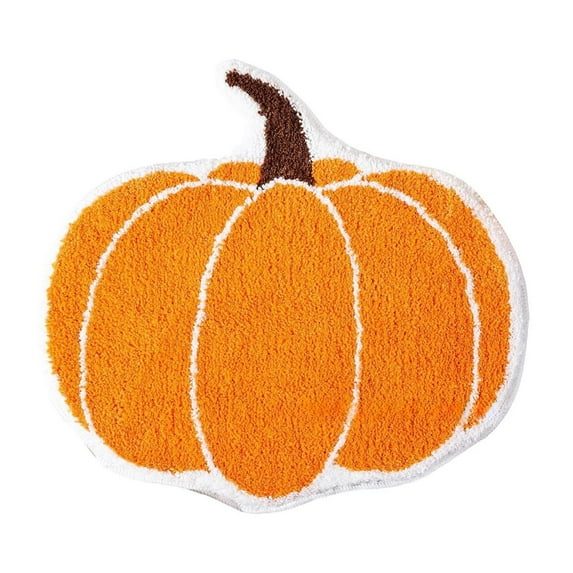 Halloween Thanksgiving Maple Leaf Pumpkin Rug – Soft Imitation Wool Floor Mat with Anti-Slip Backing, Dirtproof Washable Carpet for Bedroom, Living Room, Bathroom Decor