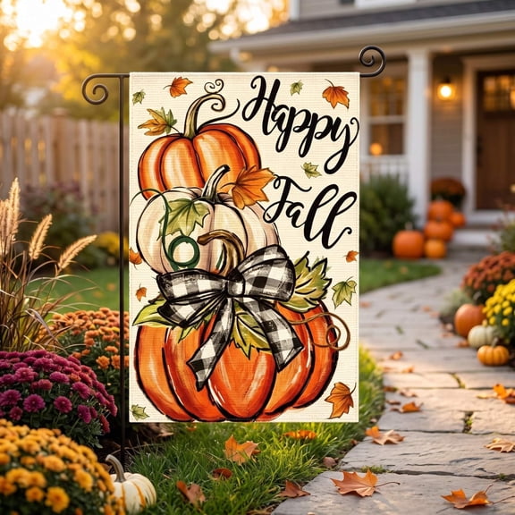 Halloween Thanksgiving Pumpkin Garden Flag Double Sided Print Waterproof Banner For Lawn Porch Farmhouse Outdoor Fall Festival
