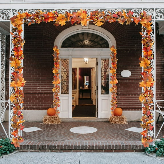 Halloween Thanksgiving Pumpkin Maple Leaf Berry Rattan, Artificial Fall Decoration for Indoor and Outdoor Home Season Decor