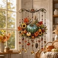thumbnail image 1 of Halloween Thanksgiving Wind Chimes Sun Catchers Hanging Decorations, Sparkling Vivid Stained Glass Style Pumpkin Maple Leaf Pattern Decor for Window Garden Outdoor Fall Harvest Home Ideal Gift, 1 of 6