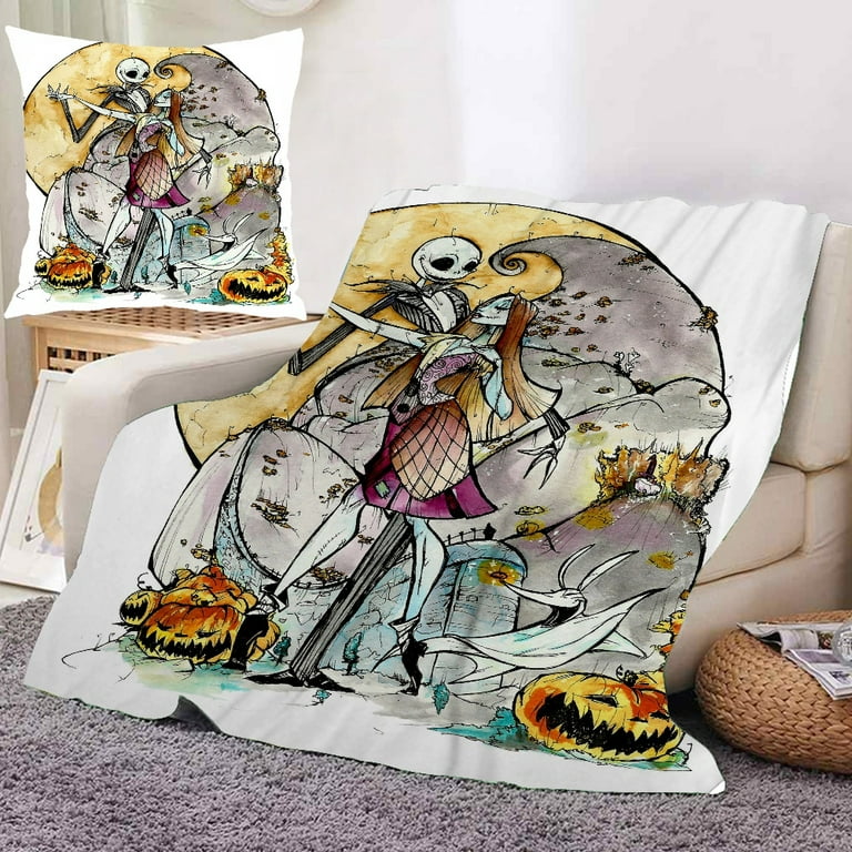 Halloween The Nightmare Before Christmas Blanket and Pillow Cover Fleece Throws For Soft Throw Blanket Outdoor Blanket Small Blanket