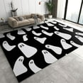 thumbnail image 1 of Halloween Theme Area Rug Cartoon Black White Ghost For Living Room Rugs, Indoor Non-Slip Rugs, Machine Washable Breathable Durable Carpet For Bedroom Front Entrance Floor Decor 3x5ft, 1 of 6