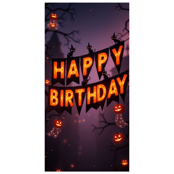 Halloween Theme Banner Decorative Creative Polyester Material for Birthday Party Holiday Event Indoor Decoration