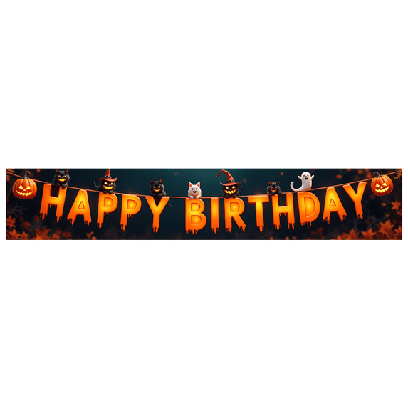 Halloween Theme Banner Decorative Creative Polyester Material for Birthday Party Holiday Event Indoor Decoration