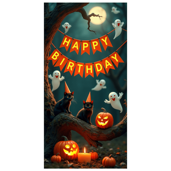 Halloween Theme Banner Decorative Creative Polyester Material for Birthday Party Holiday Event Indoor Decoration