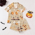 thumbnail image 1 of Halloween Theme Button Down Short Sleeve Pajama For With Lace Trim Short Pants Comfortable Home Wear, 1 of 8