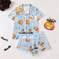 thumbnail image 1 of Halloween Theme Button Down Short Sleeve Pajama For With Lace Trim Short Pants Comfortable Home Wear, 1 of 7