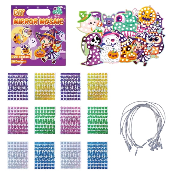 Halloween Theme Foil Sticker Set Glittering Effect Art Craft Sticker Painting Toy For Children Creative Project Fun