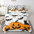 thumbnail image 1 of Halloween Theme Full Comforter Set 7 Piece,Pumpkin Bats Spider Web Bedding Set Black Cat Animal Bed In A Bag With Sheets Horror Halloween Bed Set, 1 of 5
