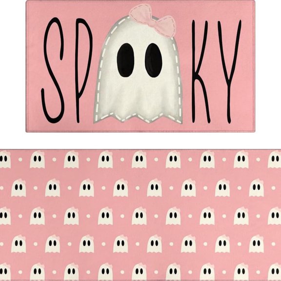 Halloween Theme Ghosts Printed Mat Ornament, Oil-Resistant And Non-Slip Rug Home Decoration For Kitchen Bathroom Enterway