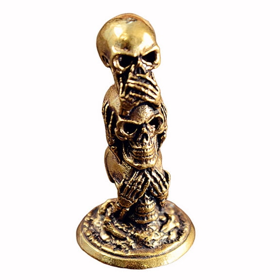 Halloween Theme Metal Skull Decoration Office Desk Accent Easy Maintenance Brass Desktop Party Accessory
