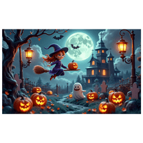 Halloween Theme Scary Witch Castle Banner Pumpkin Design Bat Graphics for Halloween Party Outdoor Decoration Night Celebration