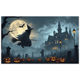 thumbnail image 1 of Halloween Theme Scary Witch Castle Banner Pumpkin Design Bat Graphics for Halloween Party Outdoor Decoration Night Celebration, 1 of 9