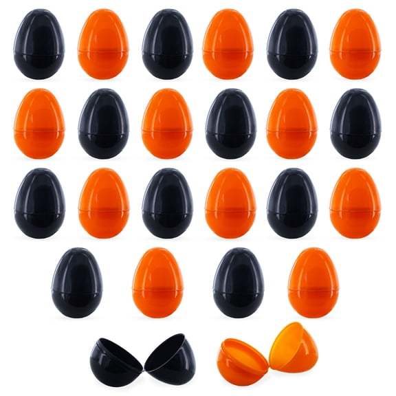 Halloween Theme Set of 12 Orange and 12 Black Plastic Easter Eggs