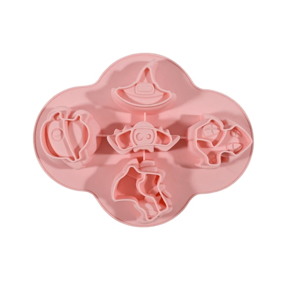 Halloween Theme Silicone Mold, 5-Cavity Horror Element Design, Flexible Food-Grade Material, Tray for Party Baking and Chocolate Making