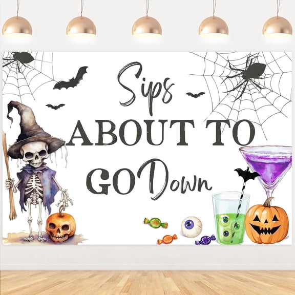 Halloween Theme Sips About to Go Down Backdrop - Tie Dye Sips Neon Photography Background, Halloween Ghost Theme Party Decorations Photo Booth