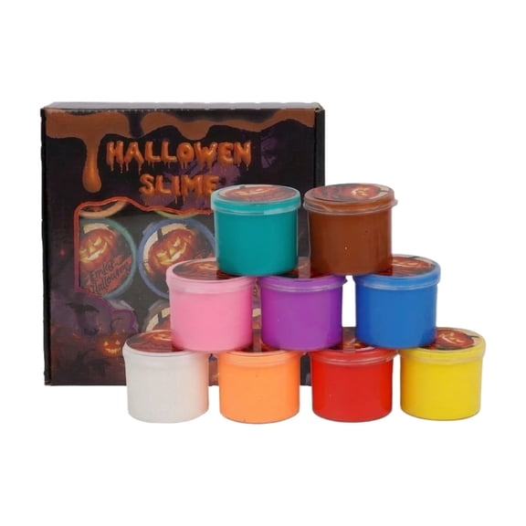 Halloween Theme Slime Kit for Stress Relief, Spooky Squeeze Fidget Set with Soft Seasonal Texture, Creative Sensory Hand Tool for Holiday Anxiety Relief，A