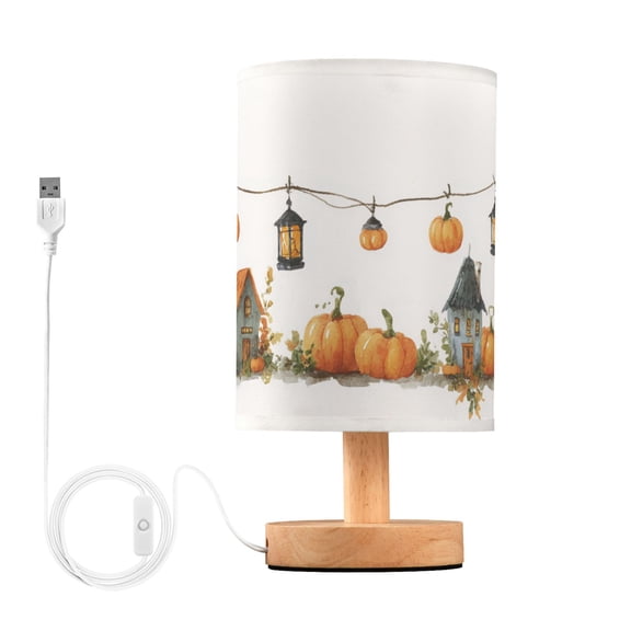 Halloween Theme Town Table Lamp with USB Port LED Warm Light Lamp Night Light Home Decor