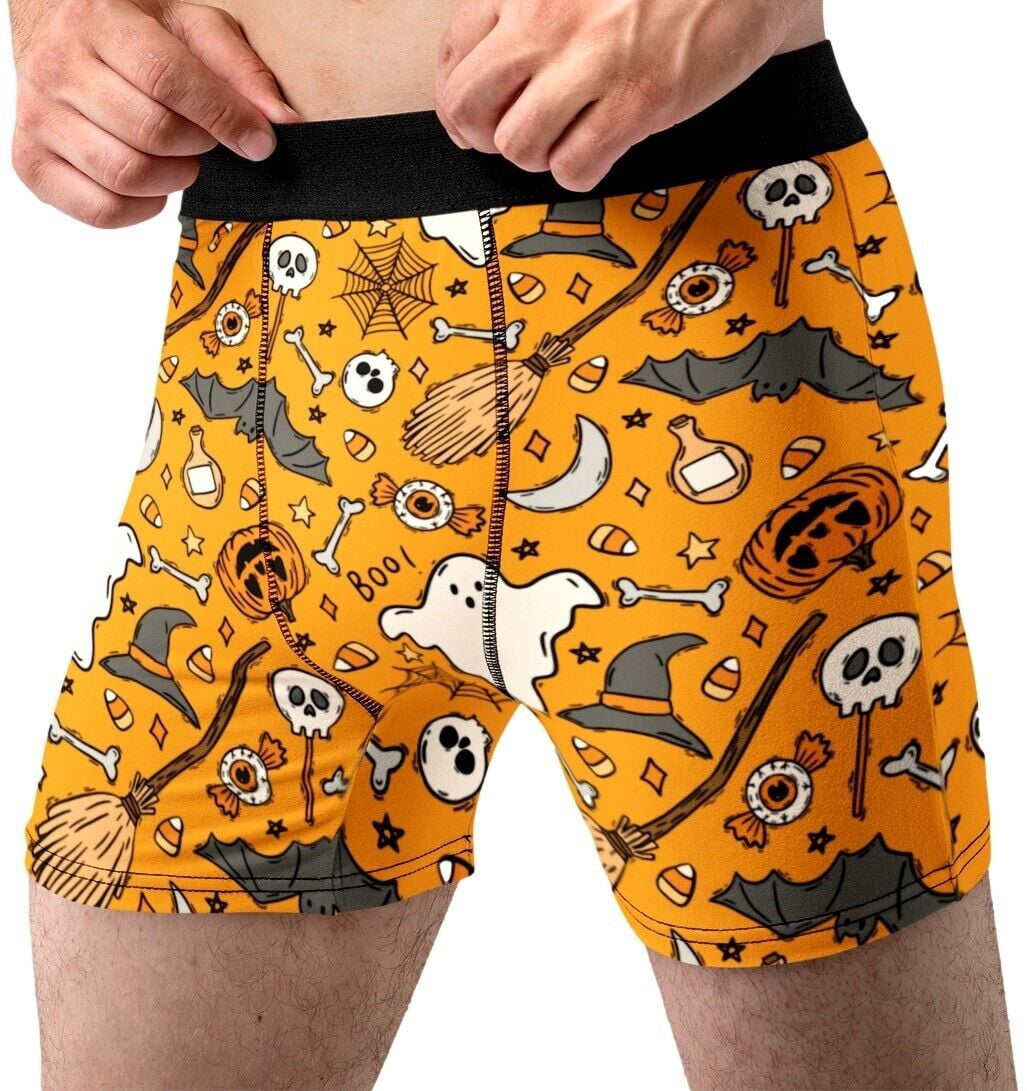 Halloween Themed Boxer Briefs for Men Bats Witches Pumpkins Ghost Slim ...