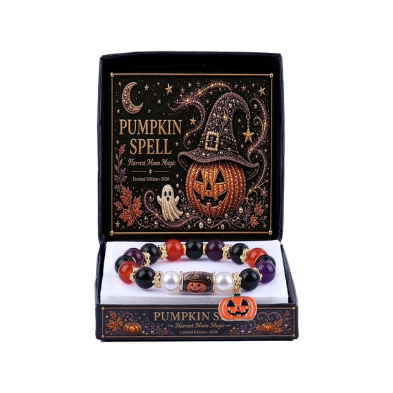 Halloween Themed Bracelets for Women, Center Bead Bracelet, Stretch Charm Bracelet with Gift Box, Seasonal Stackable Holiday Bracelets for Party Gift B