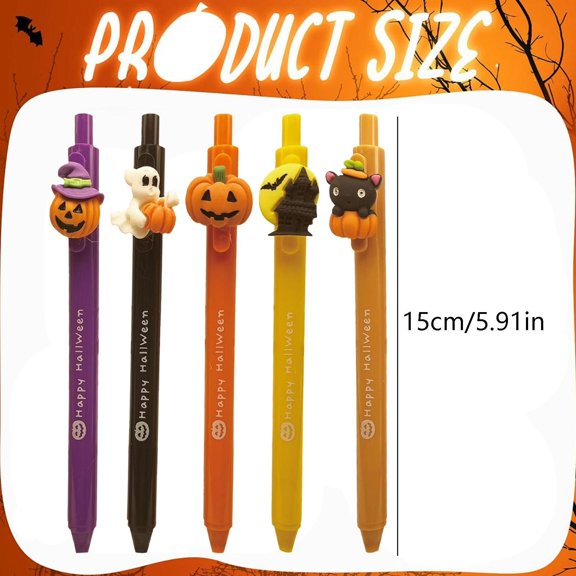 Halloween Themed Cartoon Gel Pens 5 Count, Multi-Purpose Writing Pens for Student Adult Daily Use & Party Decor(5pcs*4)