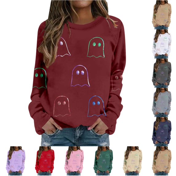 Halloween-Themed Casual Pullover for Wear Cozy Long Sleeve Loose-Fit Sweater for Autumn and Winter Party-Ready Outerwear Comfortable and XXL