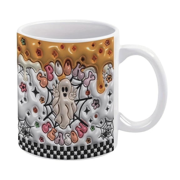 Halloween Themed Ceramic Coffee Mug 11oz Spooky Ghost Design Double Sided Drinkware All Seasons Birthday Holiday Valentine s Day Party