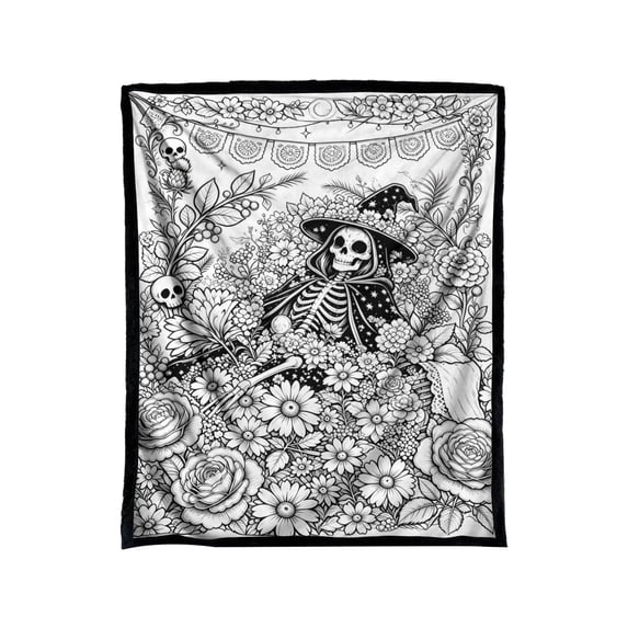 Halloween Themed Cozy Throw Blanket Soft Lightweight for Bedtime Snuggling, Black