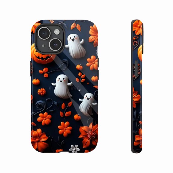 Halloween-Themed Cute Durable Phone Case for Teens & Young Adults with Spooky Pumpkin Ghost Design, Compatible with iPhone 11/12/13/14/15/16 (Pro Max/Plus)