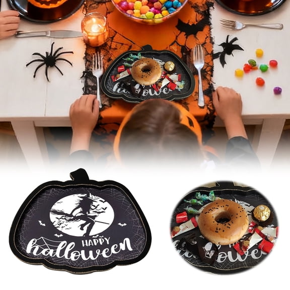 Halloween Themed Decorative Tray | Multi-Shape Wooden Serving Platter | Party Centerpiece & Candy Holder | Handcrafted MDF Home Decor |Halloween Seasonal Display Piece