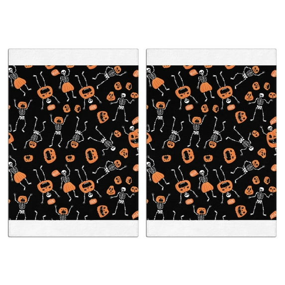 Halloween Themed Dish Towels Set of 2, 18x26 Soft Absorbent Kitchen Towels with Witch Ghost Pumpkin Prints, Cute Tea Towels for Fall Kitchen, Bar or Holiday Home Decor