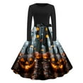 thumbnail image 1 of Halloween Themed Dresses for Women Long Sleeve A Line Maxi Dresses Vintage Witch Costume Medieval Renaissance Outfit Plus Size Spooky Vampire Dress Goth Dress, 1 of 3