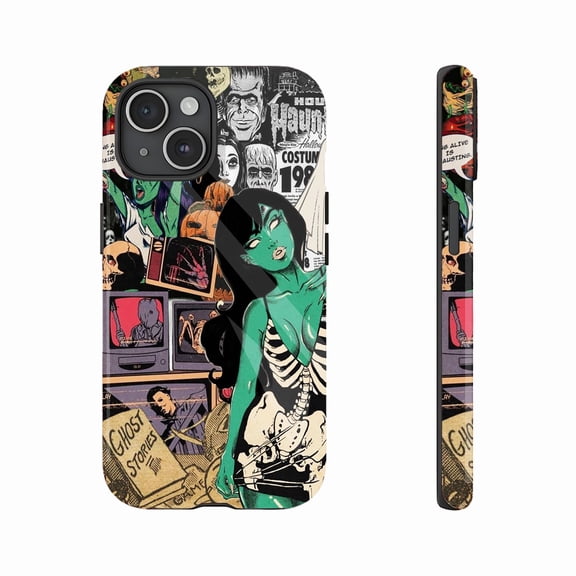 Halloween-Themed Edgy Skeleton Design Phone Case for Trendsetters & Horror Fans, Perfect for Halloween Season - Compatible with iPhone 11/12/13/14/15/16 (Pro Max/Plus)