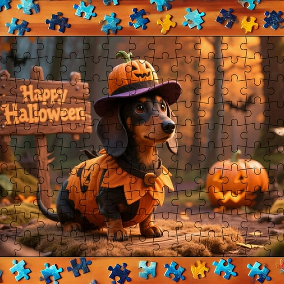 Halloween Themed Educational Puzzle Set with Numbered Back for Family Game Night