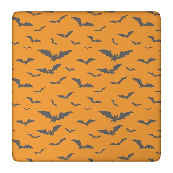 Halloween Themed Elastic Edge Tablecloth 36x36 Inch Square - Features Festive Ghosts and Pumpkins Pattern for Party Decor