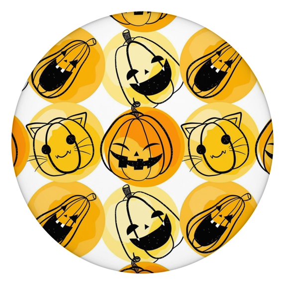 Halloween Themed Elastic Hem Round Table Cover - 44 Inch Fitted Tablecloth for Kitchen Dining Party, Durable Polyester