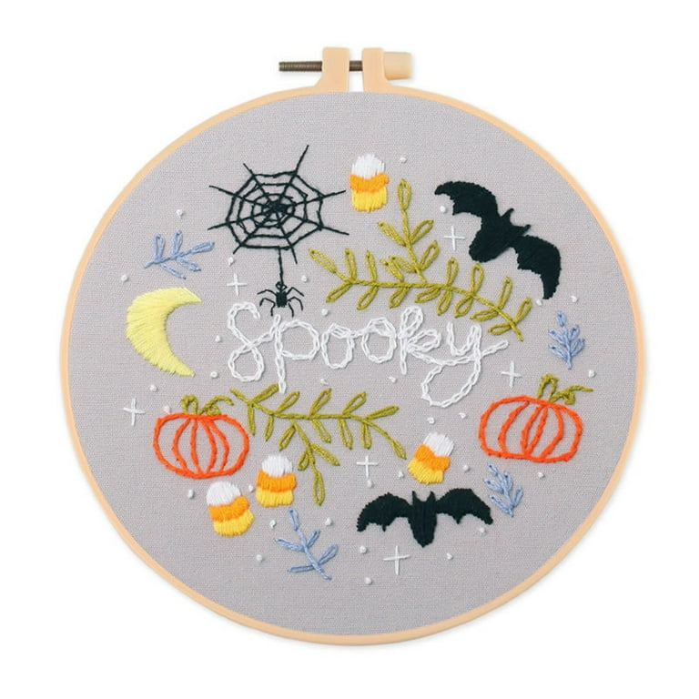 Halloween Themed Embroidery Kit with Patterns and Instructions Cross Stitch  Kits for Adults Beginners 