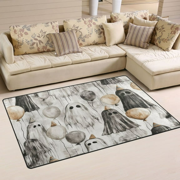 Halloween Themed Ghost Soft Polyester Area Rug 31''x20'', Non Slip, Memory Foam, Water Absorbent