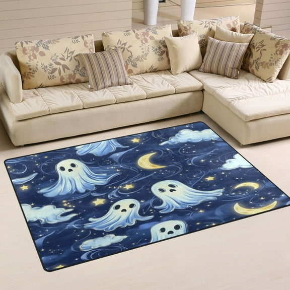Halloween Themed Ghost Soft Polyester Area Rug 31''x20'', Non Slip, Memory Foam, Water Absorbent