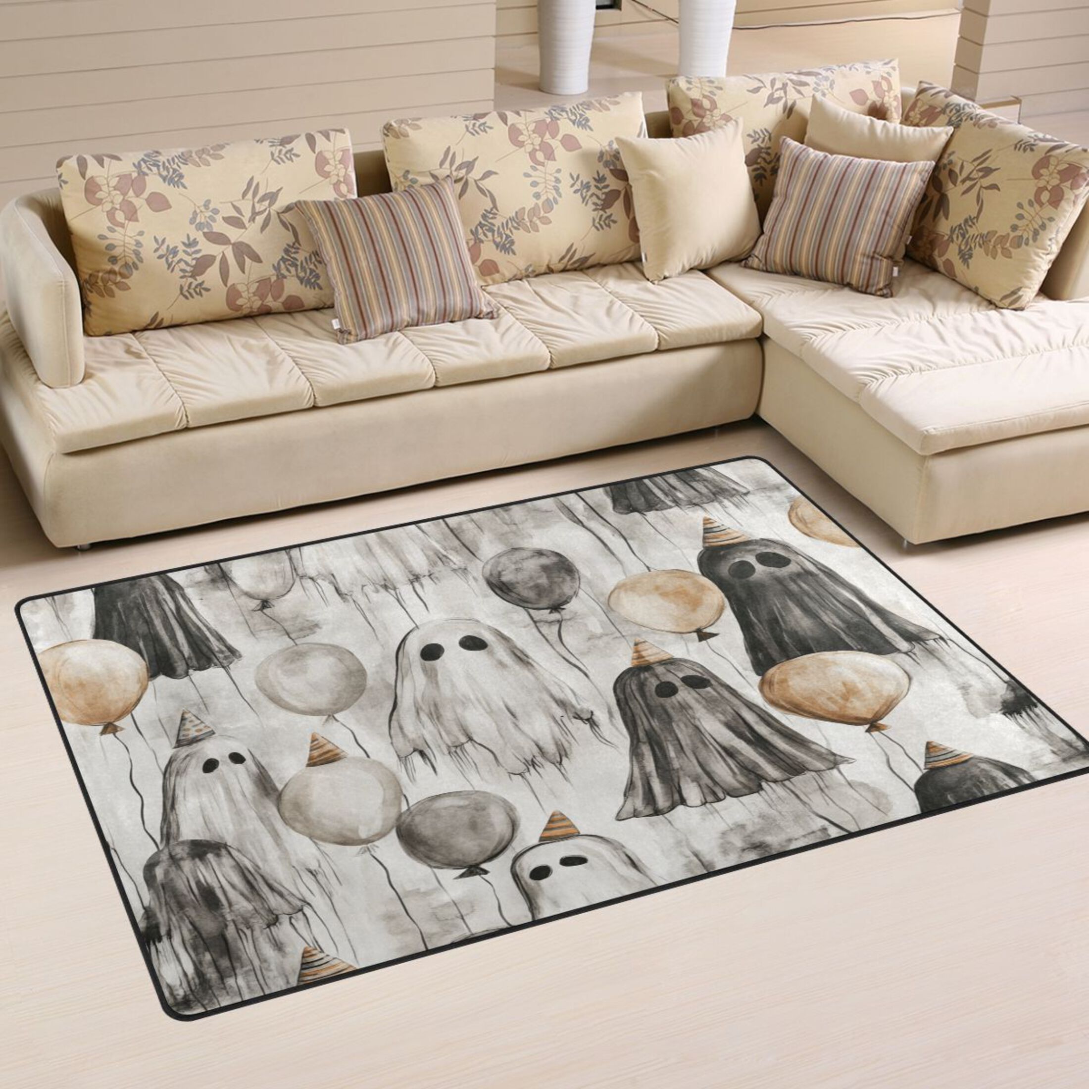 Ghost Rugs Halloween Themed Ghost Soft Polyester Area Rug 60''x39'', Non Slip ...