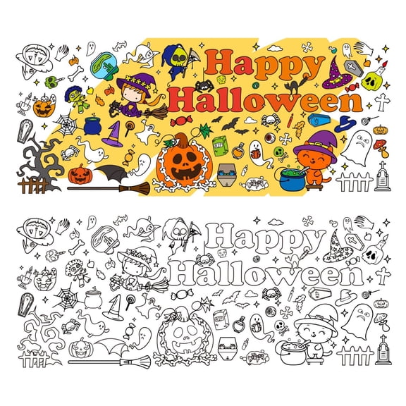 Halloween Themed Giant Drawing Poster, Disposable Thick Coloring Tablecloth, Children DIY Coloring Paper For Classroom Holiday Craft Activities