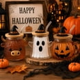 thumbnail image 1 of Halloween Themed Glass Tumbler With Lid, Large Capacity Clear Cup with Cow Ghost and Pumpkin Pattern, Safe Reusable Drinking Glass for Kitchen Home Office Daily Beverage Use, 1 of 9