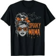 thumbnail image 1 of Halloween - Themed Mama Graphic Tee, Tops Has "SPOOKY MAMA" Phrase and Halloween Elements Design, Round Neck Regular Fit T - shirts, Size(S - 5XL), 1 of 5