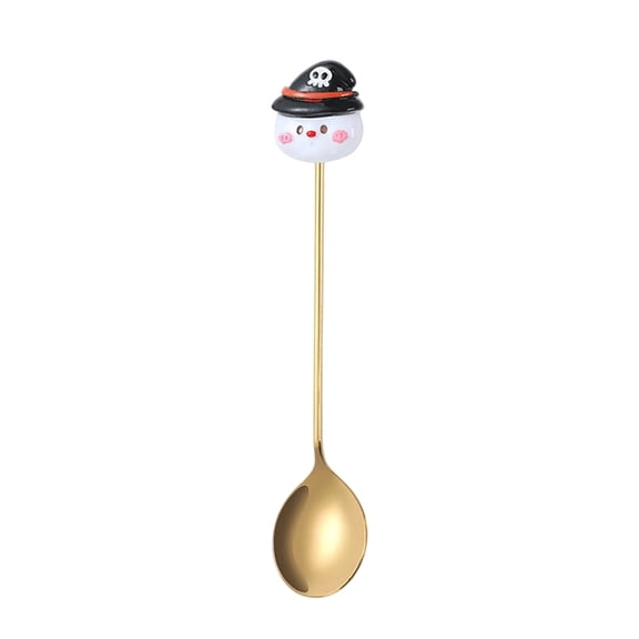 Halloween Themed Metal Teaspoons, Golden Stainless Steel Dessert & Coffee Mixing Spoons, Decorative Holiday Tableware for Party Catering Daily Use