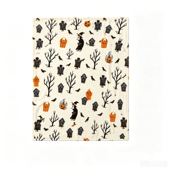 Halloween Themed Printed Blanket 29.53 × 39.37Inch Soft Plush Material Lightweight Throw for Home Sofa Bed Kids Adults Decorative Use