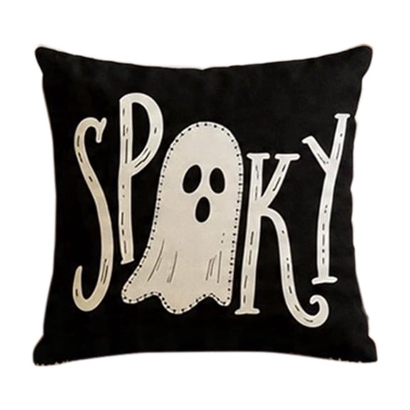 Halloween-Themed Spooky Ghost Pillowcase Decorative Cushion for Sofa, Living Room, and Home Decor, Fun Fall Accent with Playful Prints and Concealed